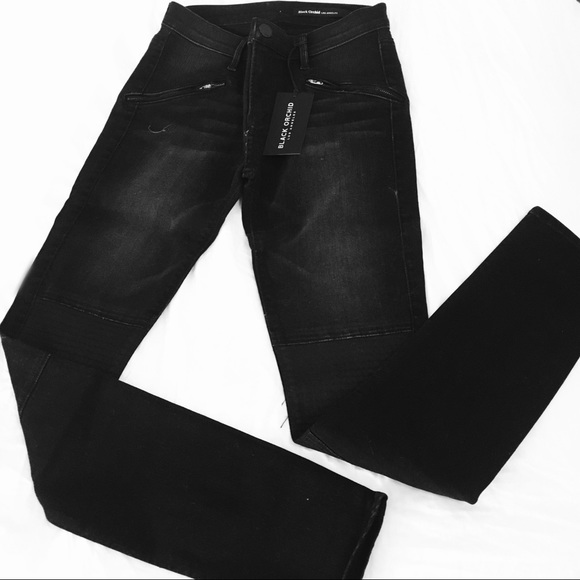 BLACK ORCHID LA high rise moto skinny jeans zipper - Picture 3 of 8